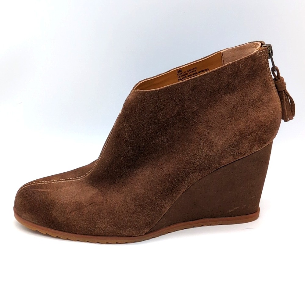 Korks Shoes Womens Haldor Brown 9 Suede Ankle Boots Back Zip Wedge Classy Q44117